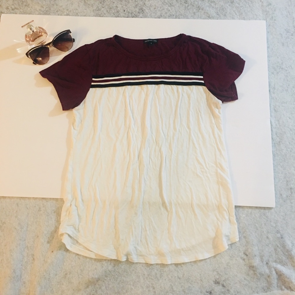 Maroon & White Short Sleeve Top